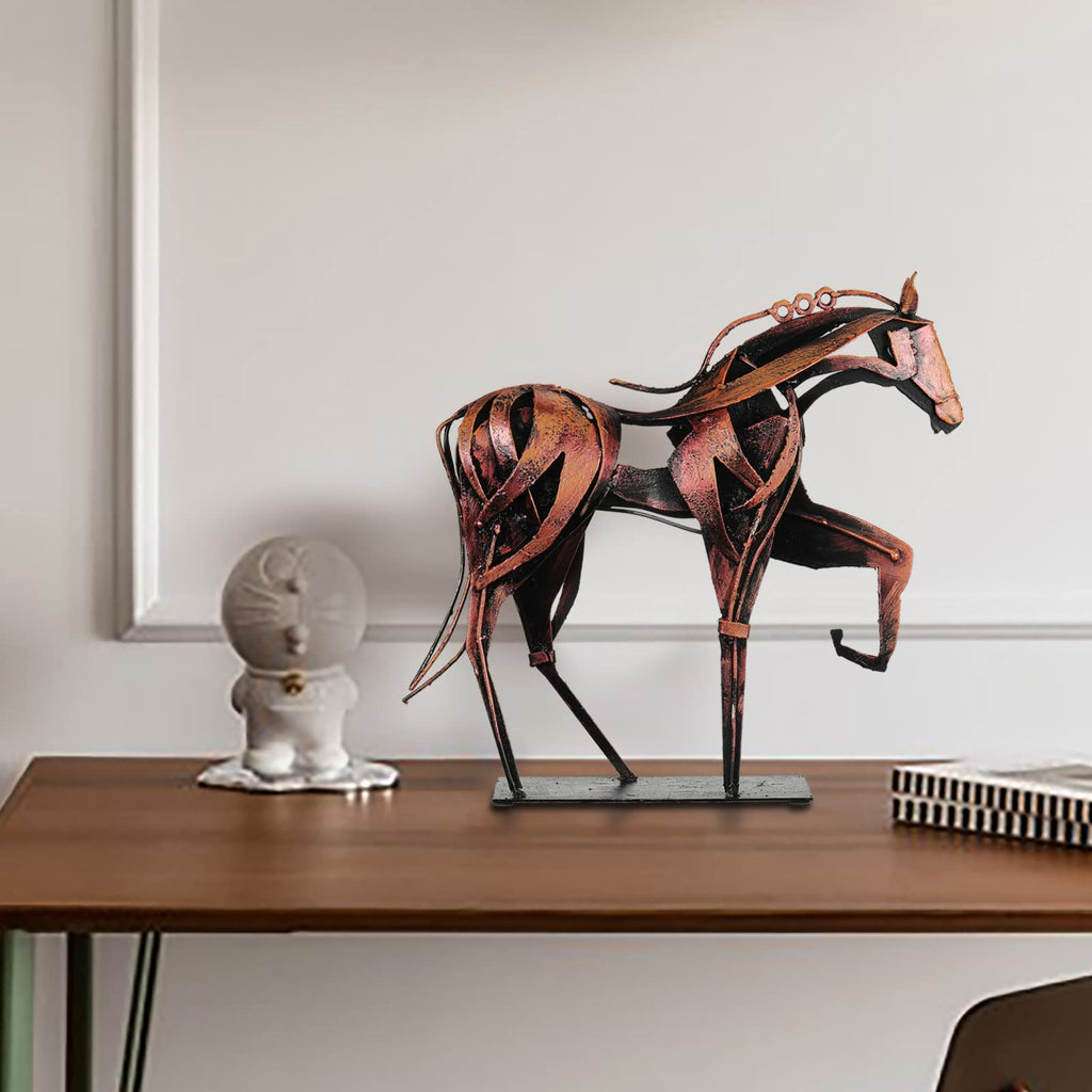 Handmade Metal Horse Statue Decor - Handcrafted & Hand-Painted Sculpture, Unique Rustic Figurine for Home, Office, Desk Decoration (White) - Handmade Lifestyle Shop