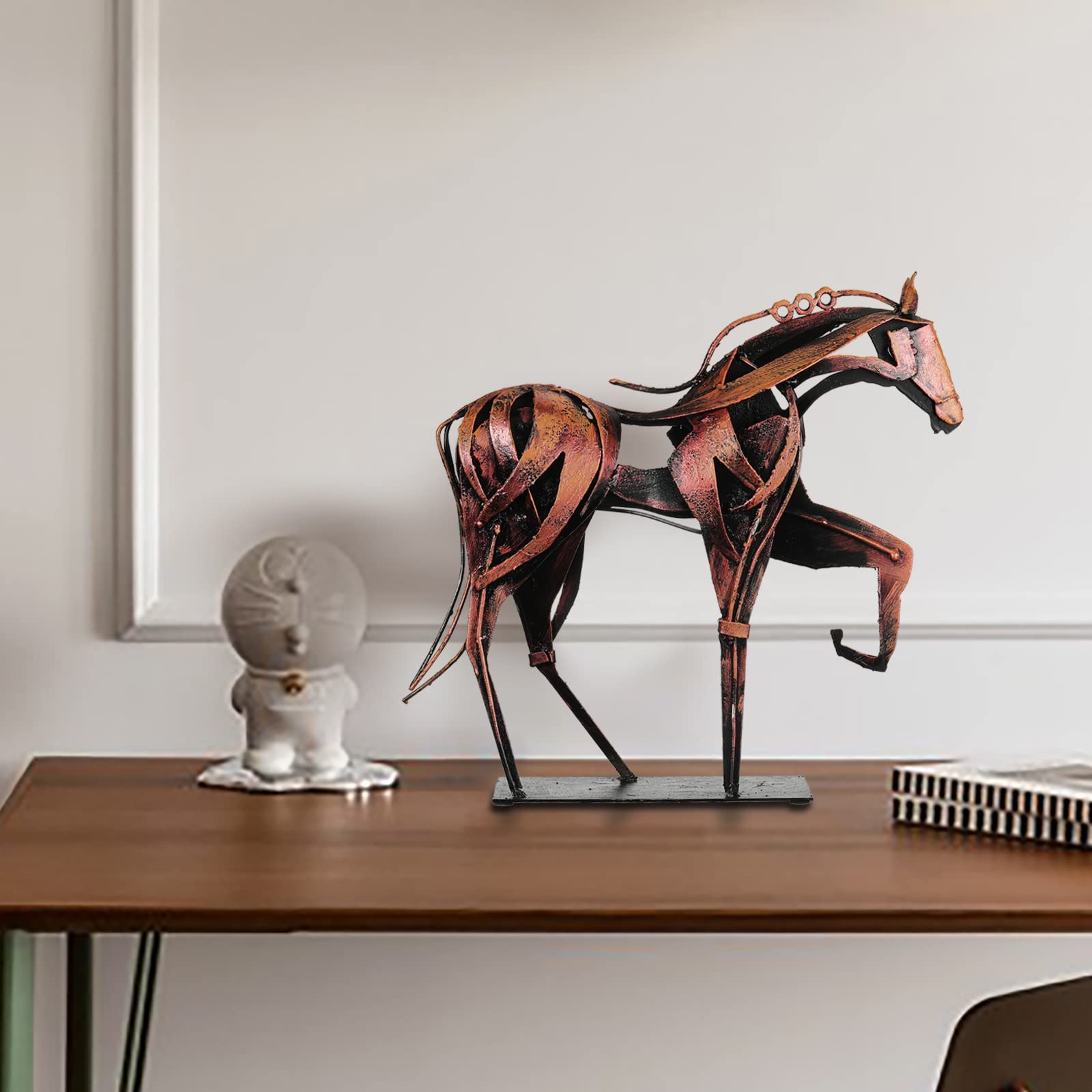 Handmade Metal Horse Statue Decor - Handcrafted & Hand-Painted Sculpture, Unique Rustic Figurine for Home, Office, Desk Decoration (White) - Handmade Lifestyle Shop
