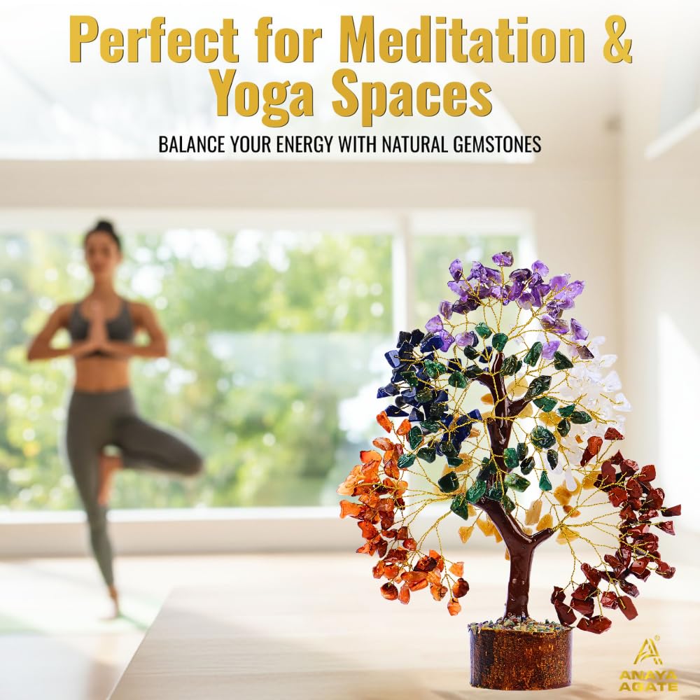 7 Chakra Healing Crystal Tree Kit, Bracelet, Pendant, Necklaces, Handmade Gemstone Money Bonsai Tree of Life Feng Shui Decor for Home Office, Positive Energy, Reiki Healing, for Women