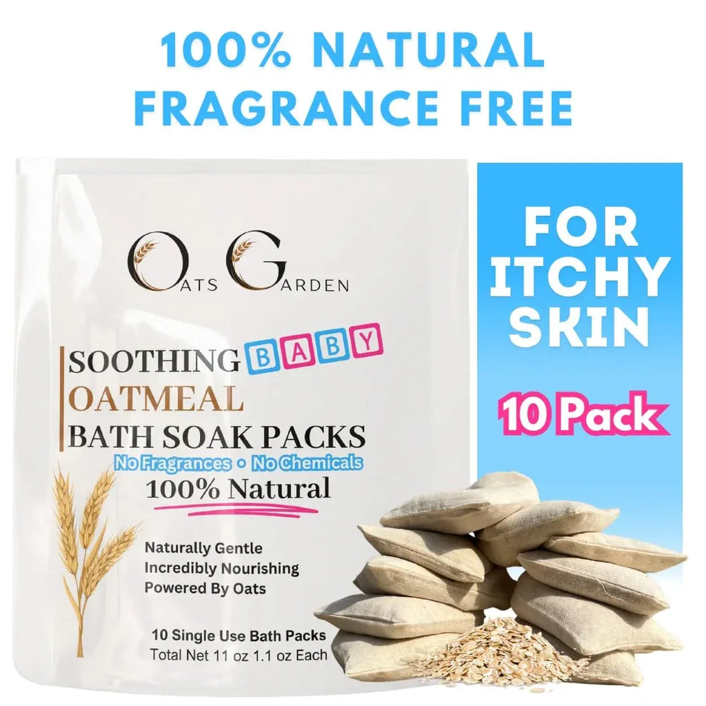 Oats Garden - Baby Oatmeal Bath Soak - Organic Oatmeal, Colloidal Oatmeal & Calamine Clay for Eczema Relief - No Mess Soak Bags, 10 Pack (1 oz each) - Soothes Irritated Skin for Babies & Children - Handmade Lifestyle Shop