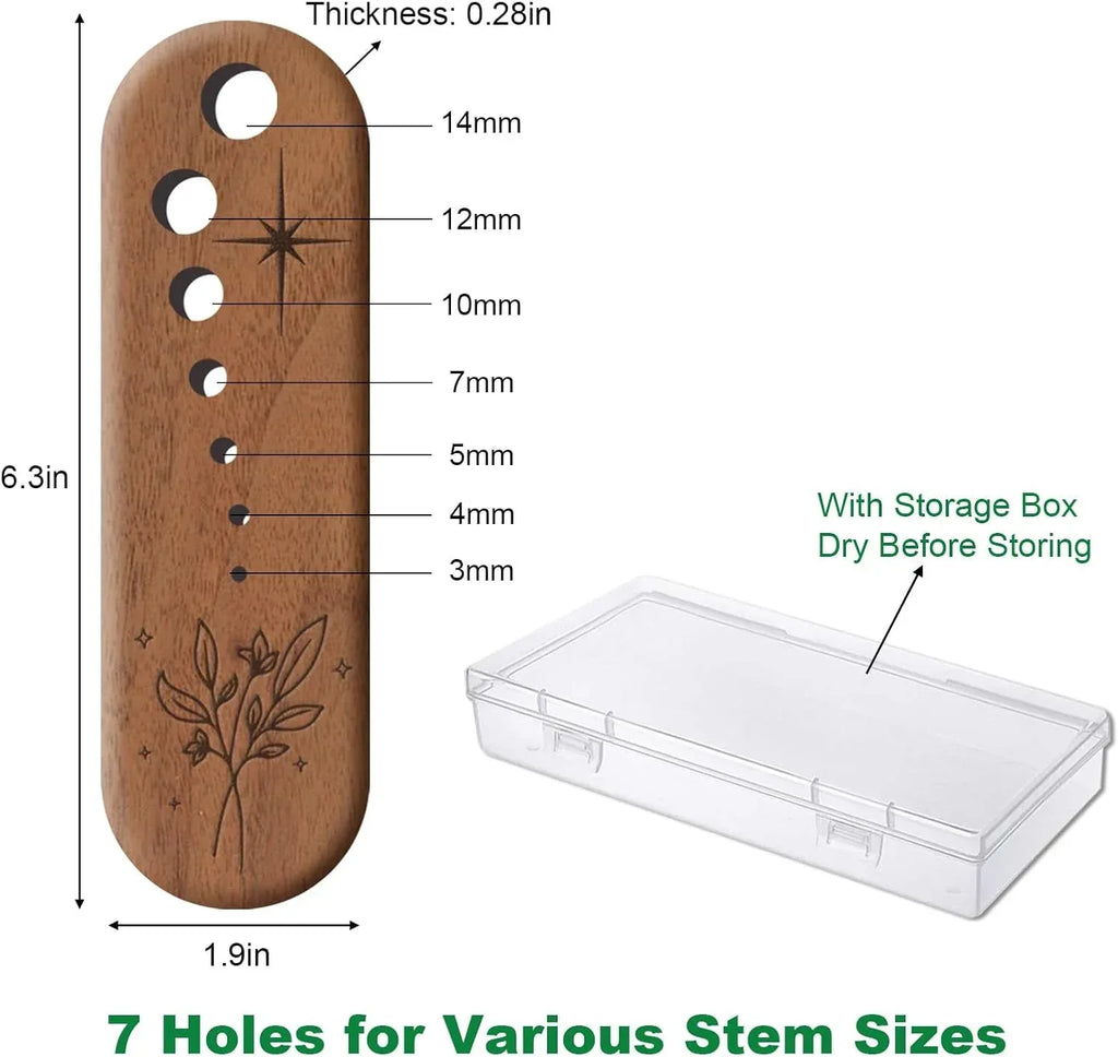 Black Walnut Herb Stripper Vegetable Leaf Herb Stripper Chopper Tool Handmade Wood Uncoated 7 Hole Sizes Durable & Elegant Kitchen Tool with Storage Case Ideal Gift for Cooks - Handmade Lifestyle Shop