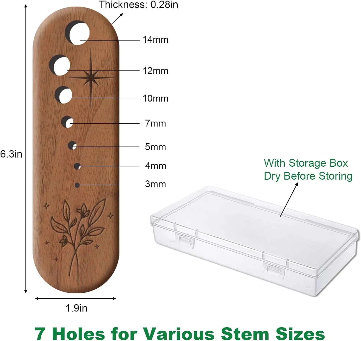 Black Walnut Herb Stripper Vegetable Leaf Herb Stripper Chopper Tool Handmade Wood Uncoated 7 Hole Sizes Durable & Elegant Kitchen Tool with Storage Case Ideal Gift for Cooks - Handmade Lifestyle Shop