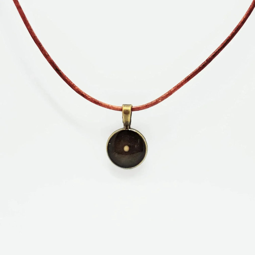 Mustard Seed Necklace for Men, Hand Made Rustic Adjustable Leather Necklace, Bronze and Resin, Faith and Inspiration - Handmade Lifestyle Shop