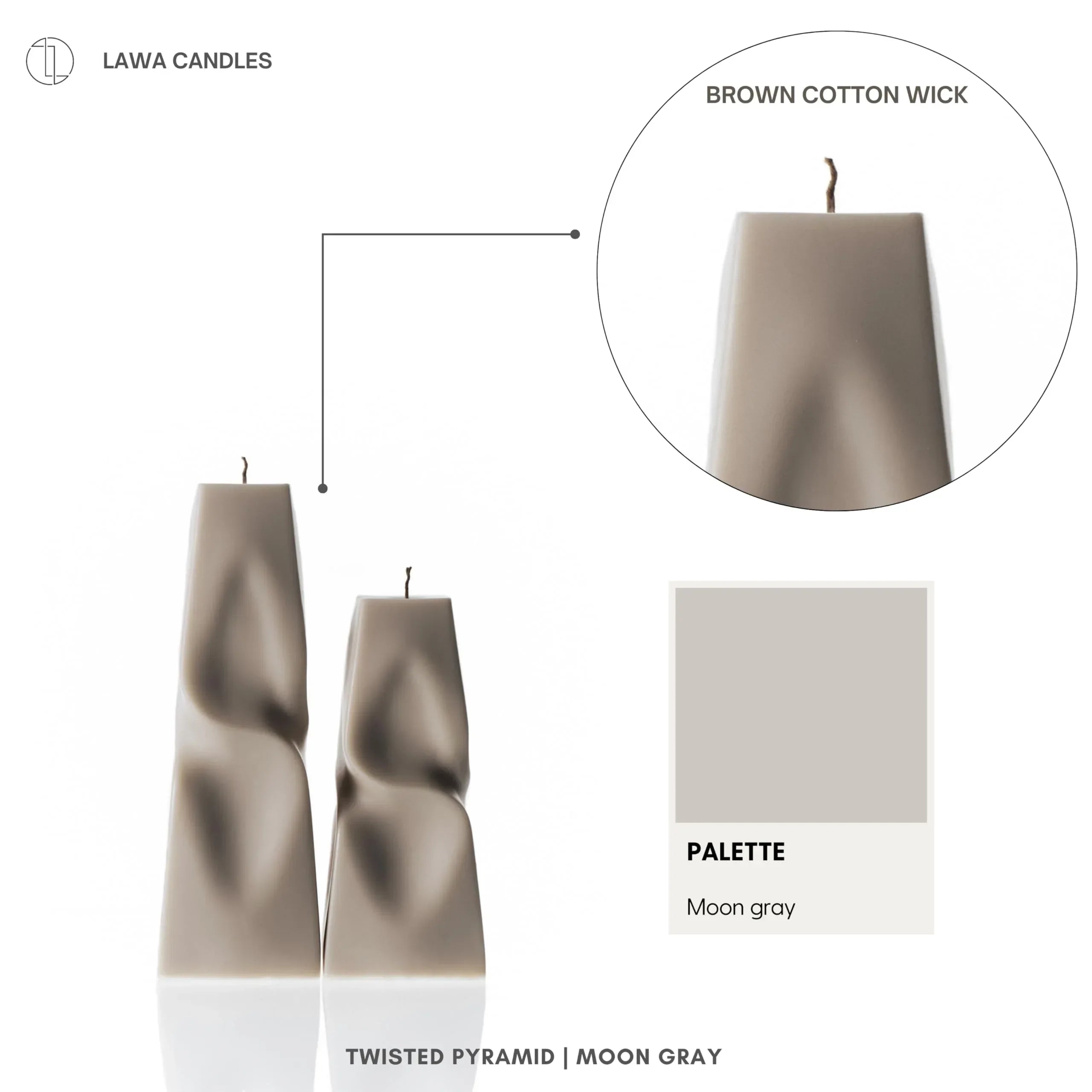 LAWA Twisted Pyramid Candle - Beautiful Handmade Pillar Soy Wax Elegant Aesthetic Candle Housewarming Gift Home Room Shelf Decor Idea (Set of 2) (White) - Handmade Lifestyle Shop