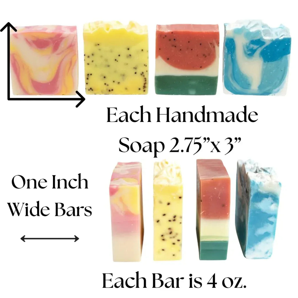 Grass-Fed Tallow Soap Bar 4 Pack | Handmade Natural Soap | Cherry Almond, Lemon Poppyseed, Mahogany Teak, Watermelon | Moisturizing Farm Soap For Face & Body | Cold Process - Handmade Lifestyle Shop