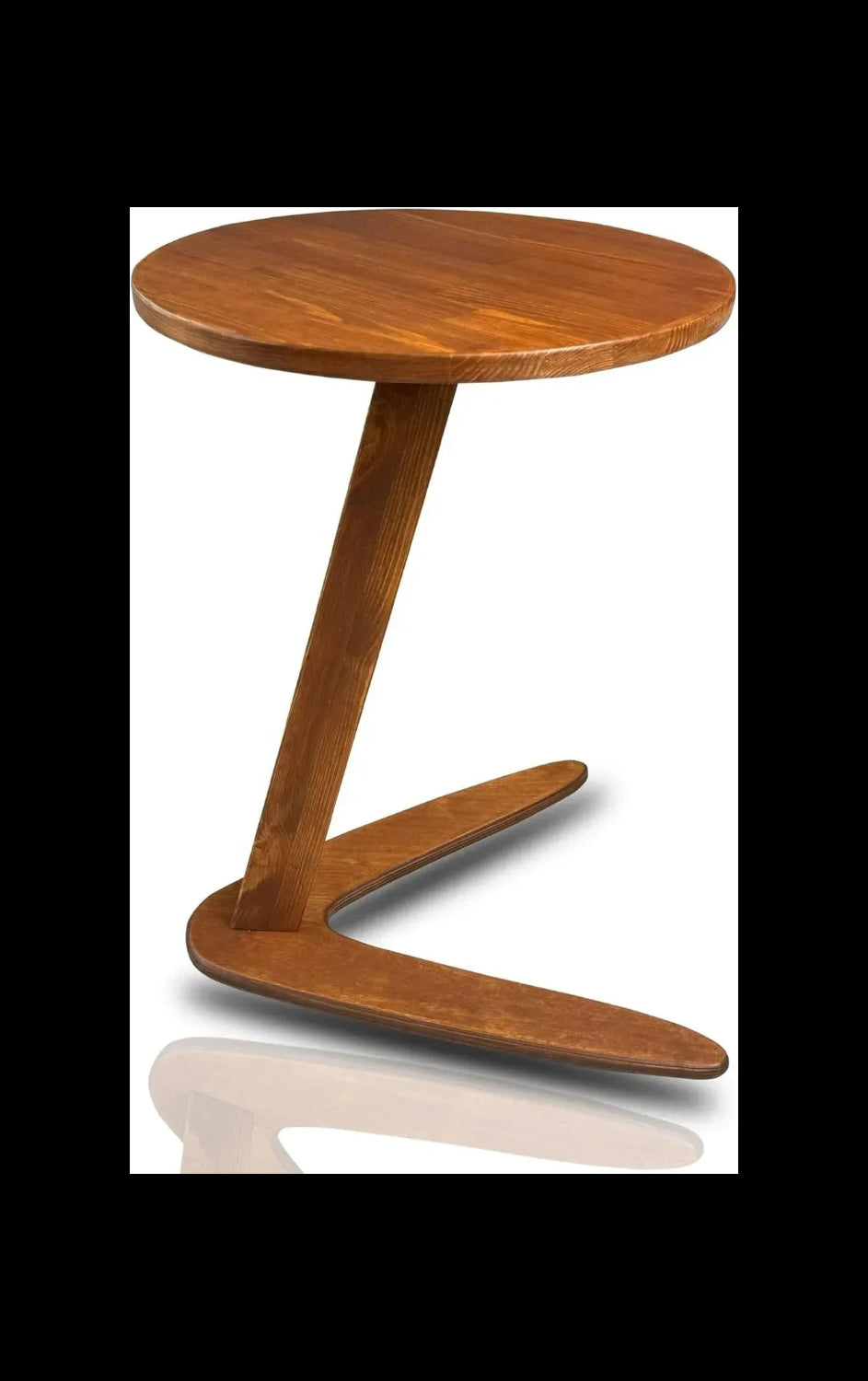 C-Shaped Handmade Solid Wood End Table, Side Table for Couches, Sofa Tables Slide Under Couch for Living Room, Over Couch TV Tray Table for Small Spaces (Medium, Chestnut) - Handmade Lifestyle Shop