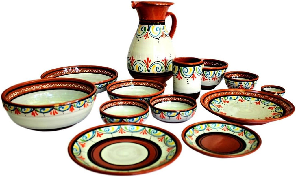 Cactus Canyon Ceramics Spanish Terracotta 5-Piece Cup Set, White