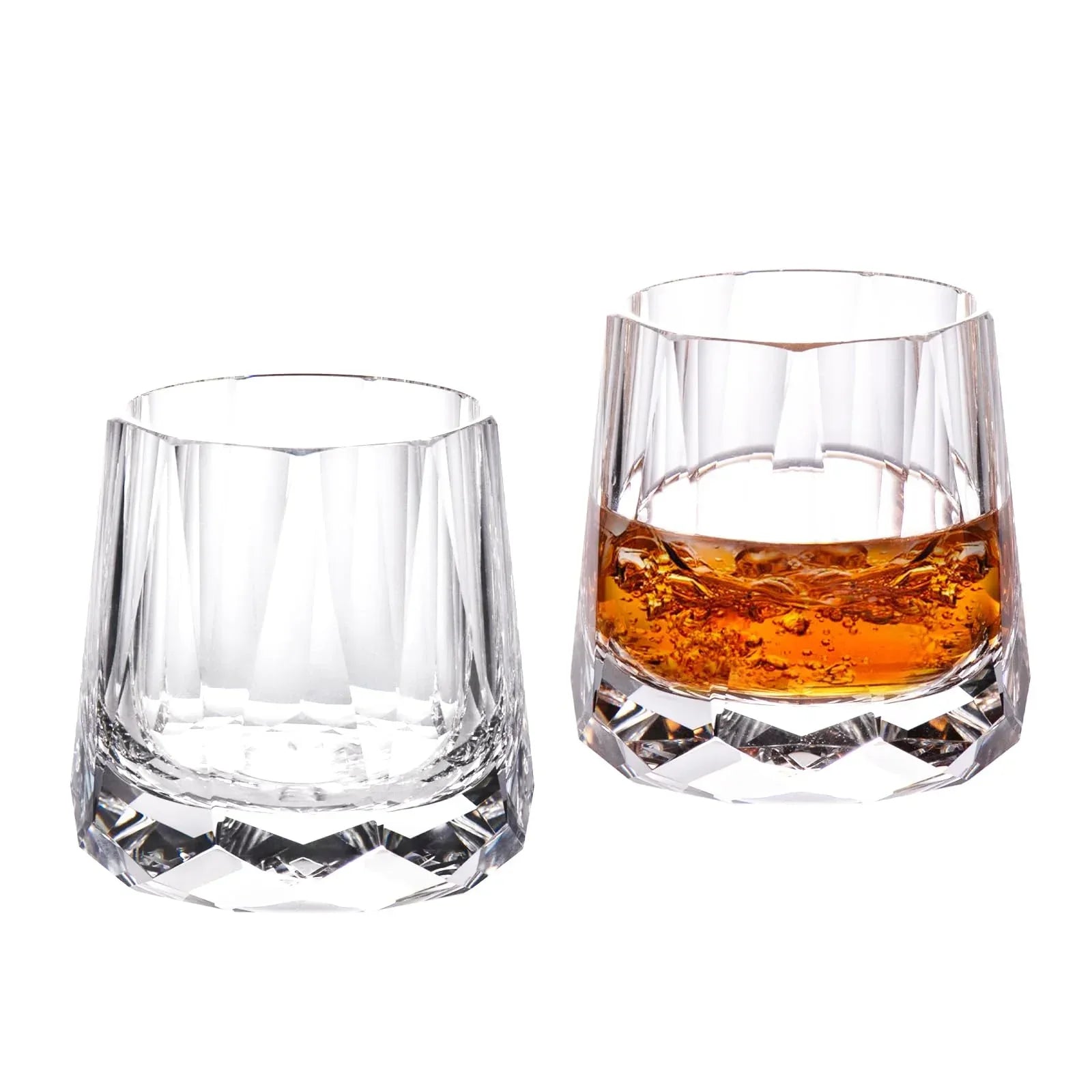 KAMMAK Crystal Whiskey Glasses Set of 2, Handcrafted 7.1oz Old Fashioned Glasses Stemless, Luxury Cocktail Glasses, Hand Blown Scotch Cup for Women, Men Gift for Rocks, Bourbon Barware, Bar - Handmade Lifestyle Shop