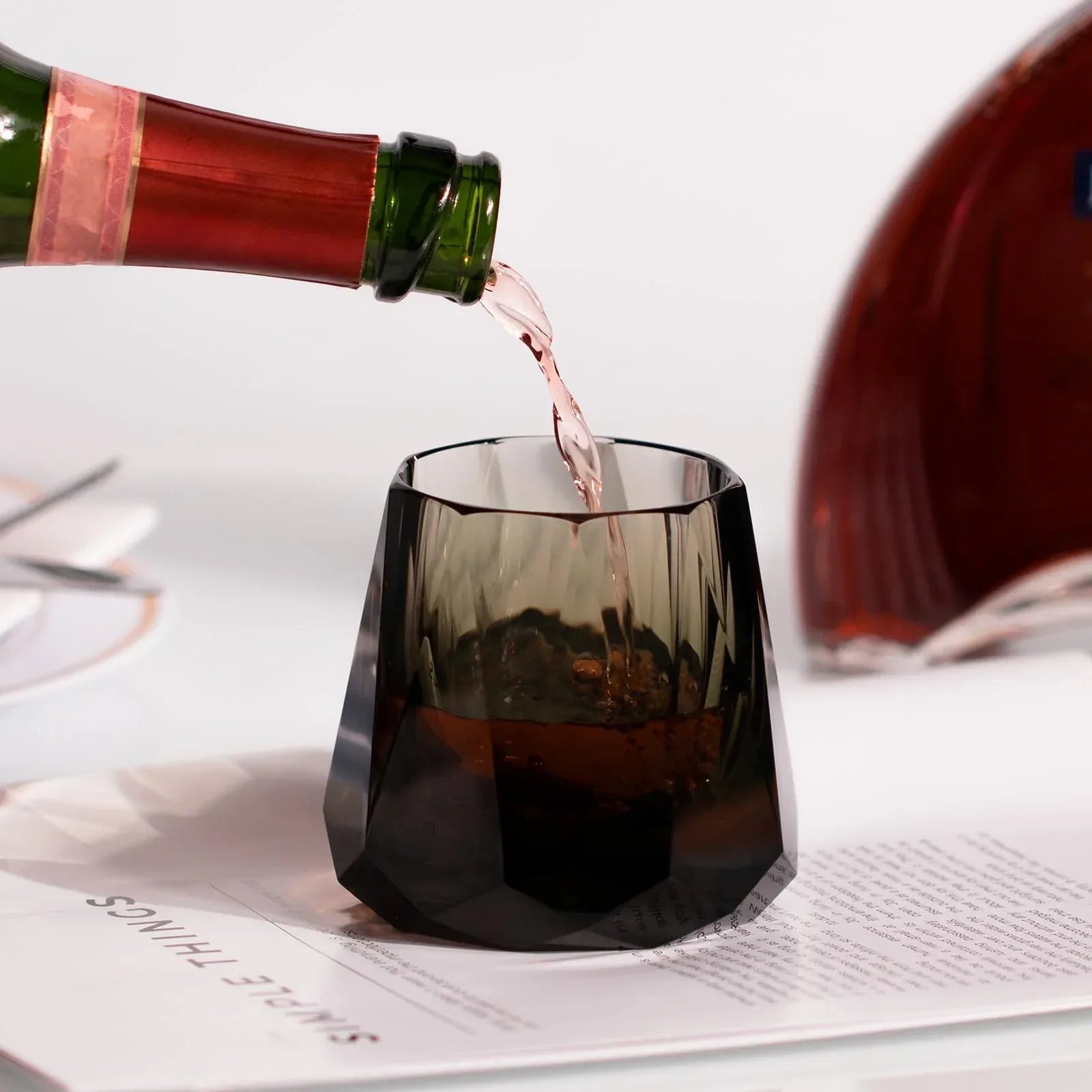 KAMMAK Crystal Whiskey Glasses Set of 2, Handcrafted 7.1oz Old Fashioned Glasses Stemless, Luxury Cocktail Glasses, Hand Blown Scotch Cup for Women, Men Gift for Rocks, Bourbon Barware, Bar - Handmade Lifestyle Shop