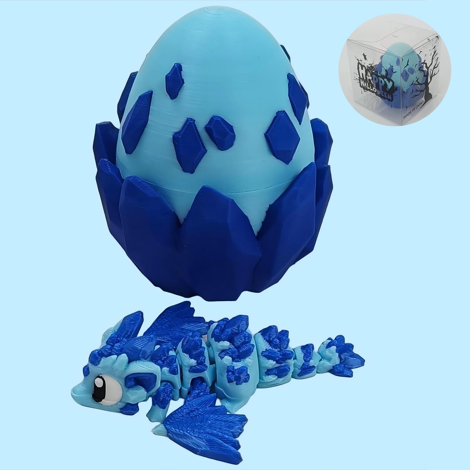 Enchanted 3D Egg with Miniature Inside - Handcrafted Printed Collectible | Fantasy Decor & Gift (Ice Cream Dragon & Egg (Box))