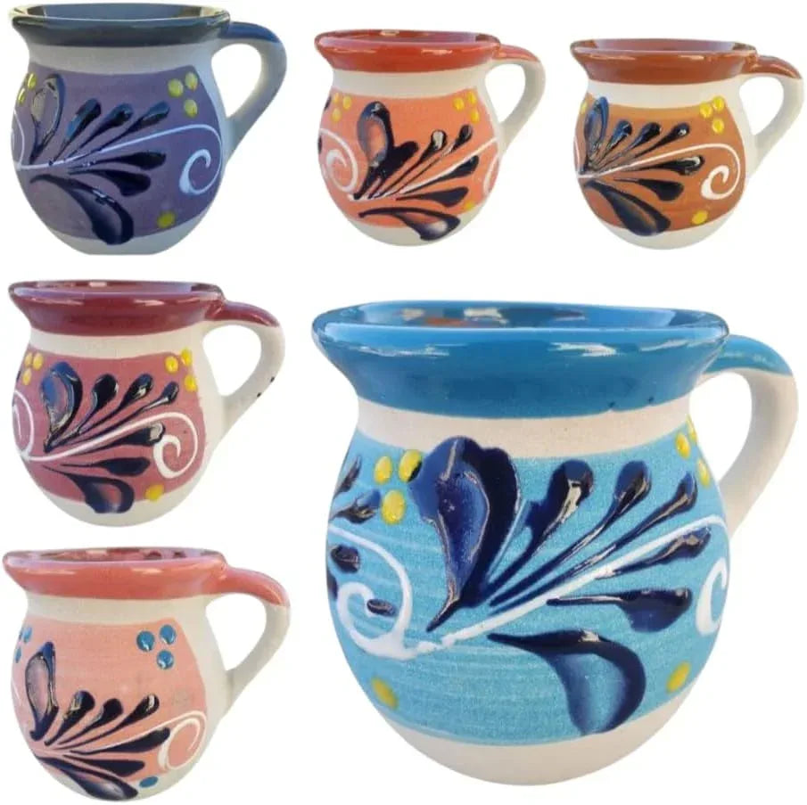 Hand-Painted Mexican clay Mugs, Floral Ceramic Coffee cups, Artisan Handmade Talavera Jarritos Mexican Mugs Tazas de Mexico (Mixed, Single (1)) - Handmade Lifestyle Shop