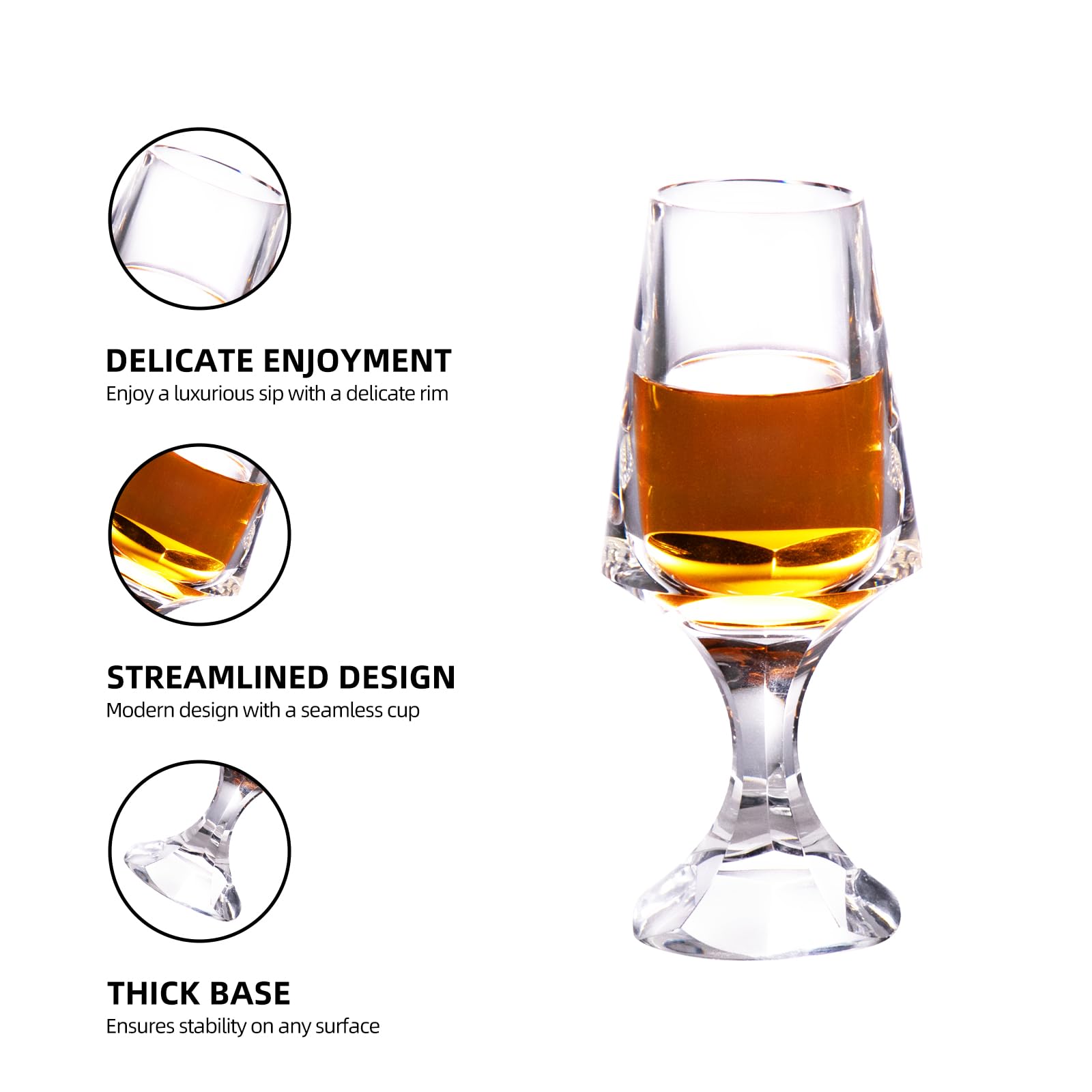KAMMAK Crystal Whiskey Glasses Set of 2, Handcrafted 7.1oz Old Fashioned Glasses Stemless, Luxury Cocktail Glasses, Hand Blown Scotch Cup for Women, Men Gift for Rocks, Bourbon Barware, Bar