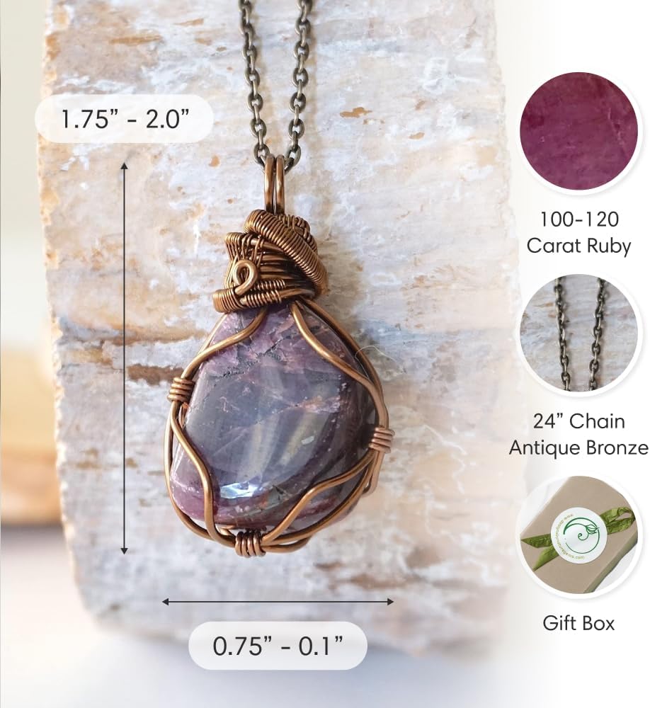 Designs by Nature Gems Necklace for Women - Designer Pendant Necklace - Antique Bronze Chain