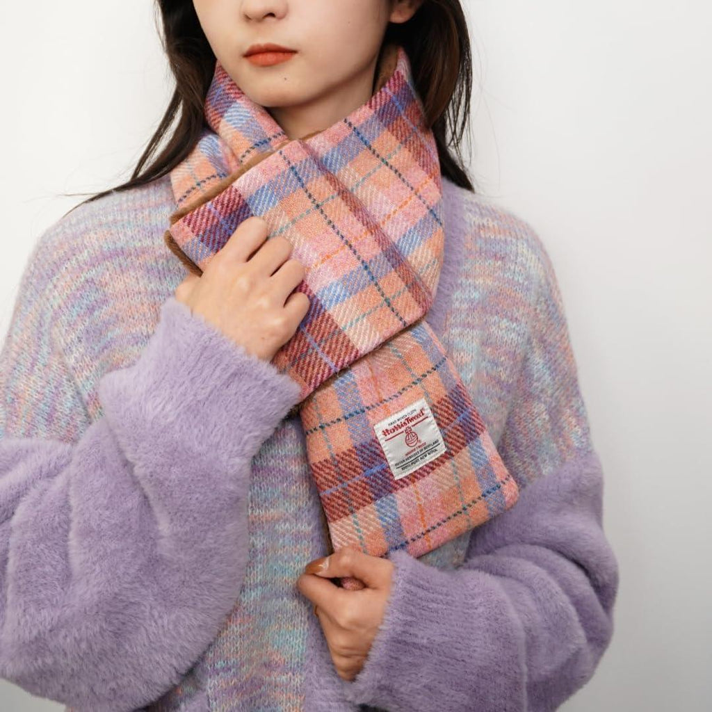 Harris Tweed Tartan Wool Neck Warmer for Women and Men, Handmade Soft Scarf with Plush Lining, Warm Winter Gift - Handmade Lifestyle Shop