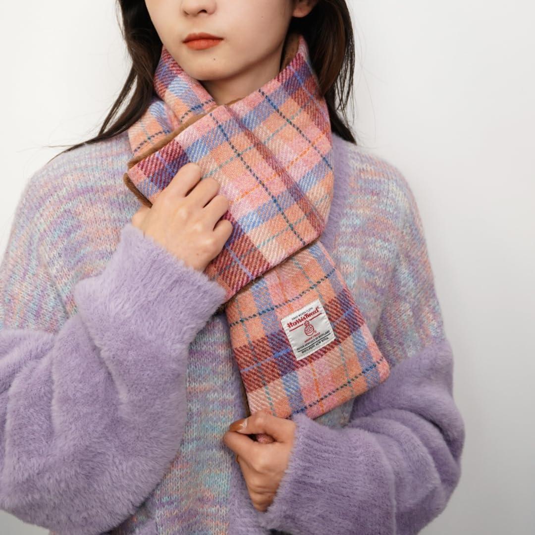 Harris Tweed Tartan Wool Neck Warmer for Women and Men, Handmade Soft Scarf with Plush Lining, Warm Winter Gift - Handmade Lifestyle Shop