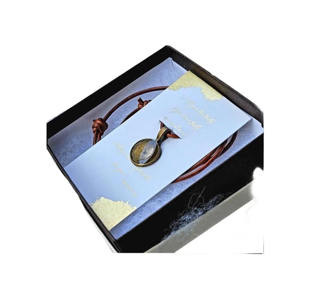 Mustard Seed Necklace for Men, Hand Made Rustic Adjustable Leather Necklace, Bronze and Resin, Faith and Inspiration - Handmade Lifestyle Shop