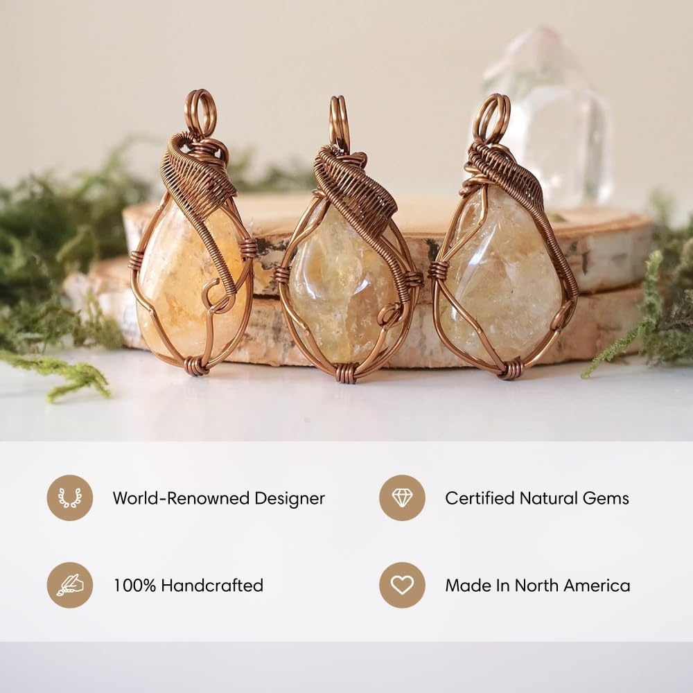 Designs by Nature Gems Necklace for Women - Designer Pendant Necklace - Antique Bronze Chain