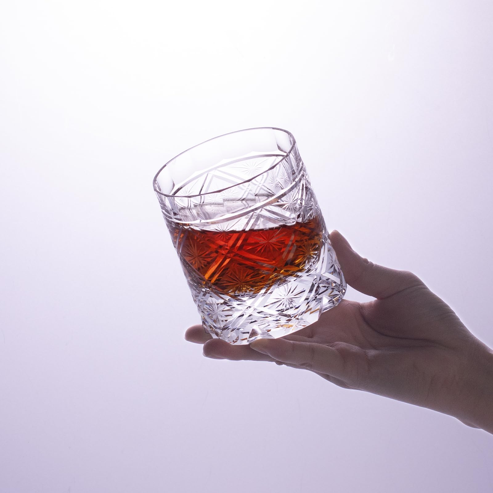 KAMMAK Crystal Whiskey Glasses Set of 2, Handcrafted 7.1oz Old Fashioned Glasses Stemless, Luxury Cocktail Glasses, Hand Blown Scotch Cup for Women, Men Gift for Rocks, Bourbon Barware, Bar