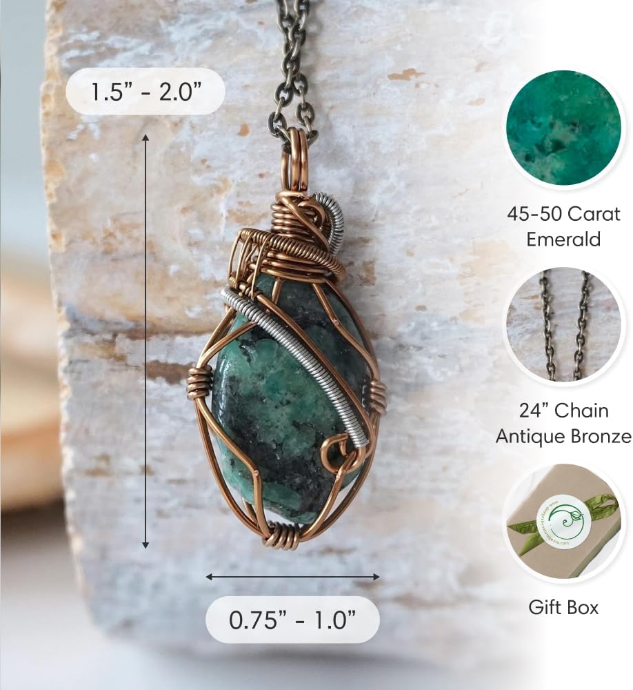 Designs by Nature Gems Necklace for Women - Designer Pendant Necklace - Antique Bronze Chain