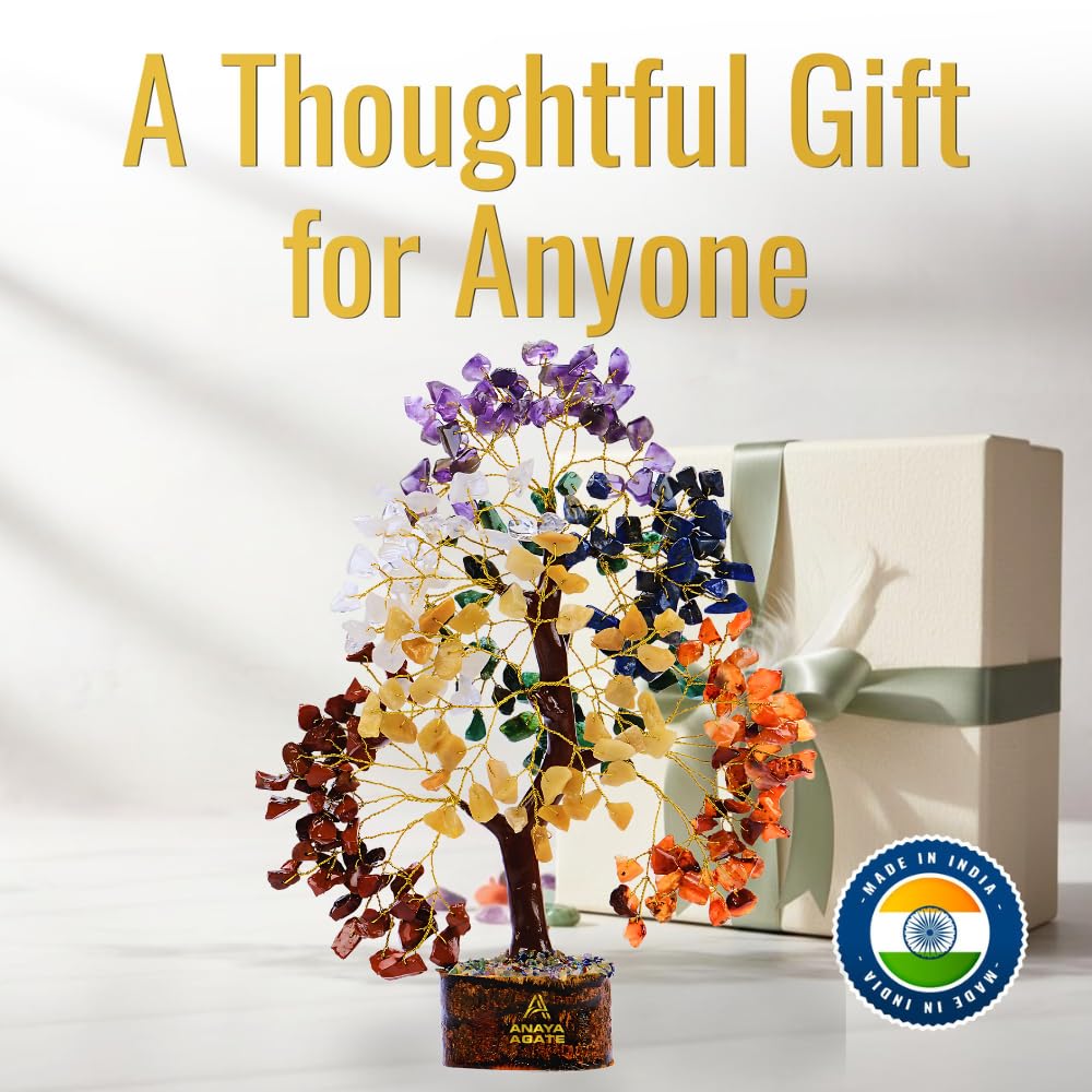 7 Chakra Healing Crystal Tree Kit, Bracelet, Pendant, Necklaces, Handmade Gemstone Money Bonsai Tree of Life Feng Shui Decor for Home Office, Positive Energy, Reiki Healing, for Women