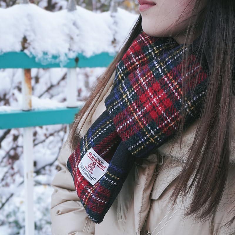Harris Tweed Tartan Wool Neck Warmer for Women and Men, Handmade Soft Scarf with Plush Lining, Warm Winter Gift - Handmade Lifestyle Shop