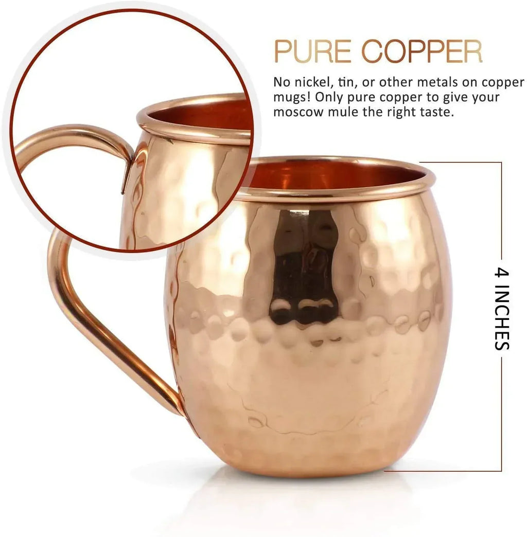 BOLD & DIVINE Moscow Mule Copper Mugs - Set of 2, 100% HANDCRAFTED - Food Safe Pure Copper Solid Mugs - 16 oz Gift Set with Premium Quality Cocktail Straws & Shot Glass! - Handmade Lifestyle Shop