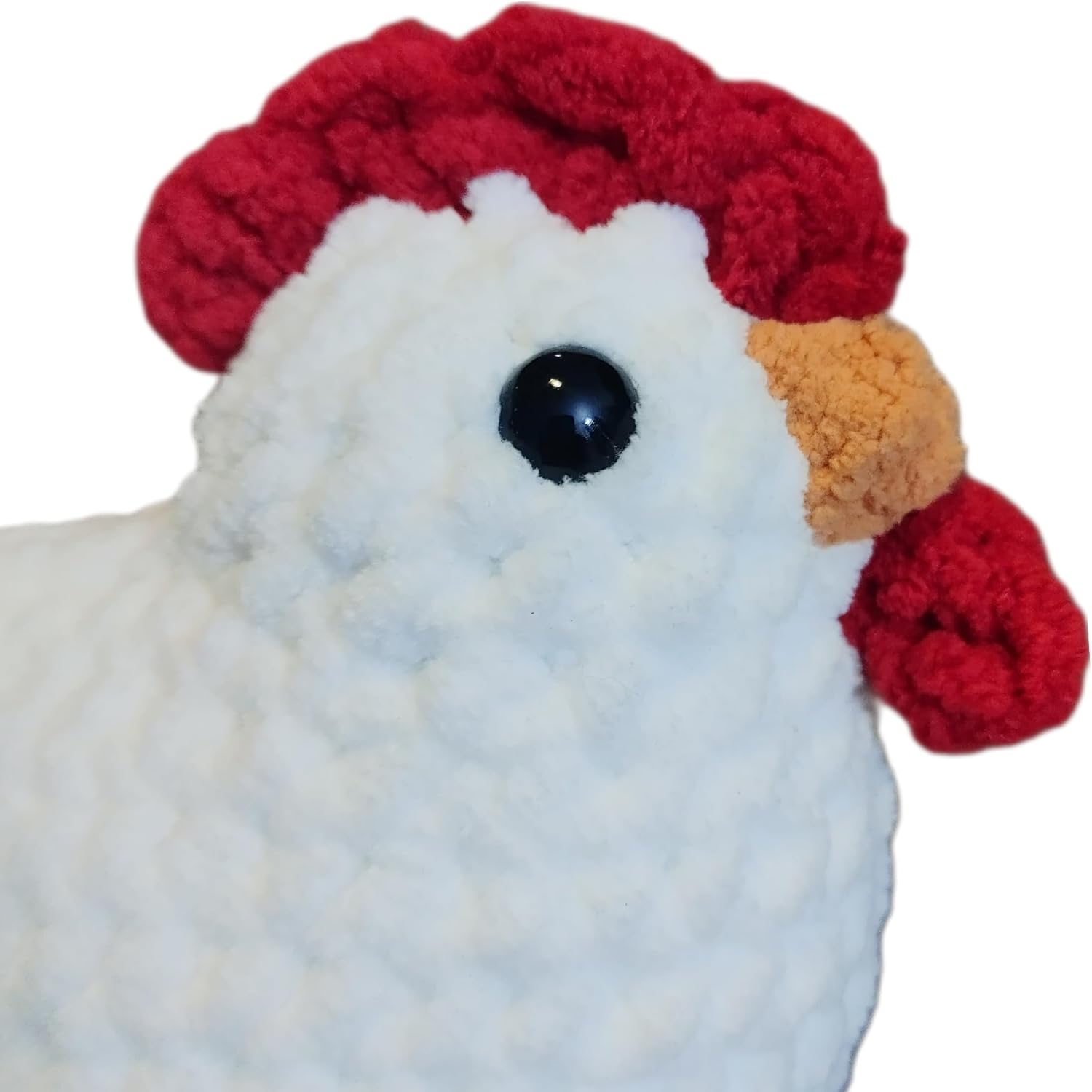 Chicken Plush, Soft Crochet Plushie, Red Comb and Wattle, Stuffed Animal, Cute Farm Gift, Handmade Children's Toy with Realistic Features, Amigurumi (Speckled Grey)