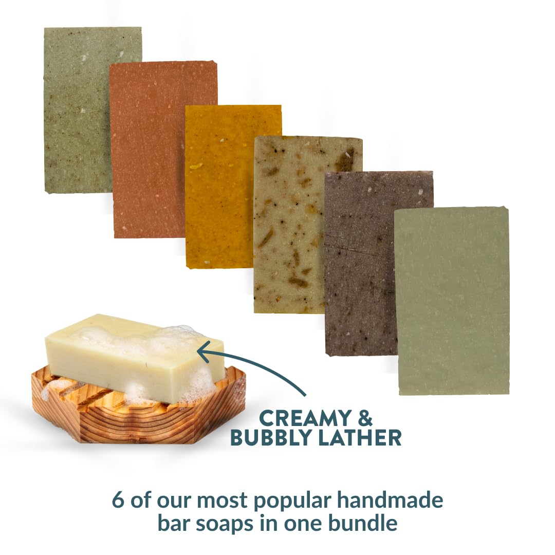 Crate 61 Organics, Handmade in Canada, Plant Based Cold Process Natural Bar Soap, With Premium Essential Oils, Dry Skin, Pack of 6 (For Him)
