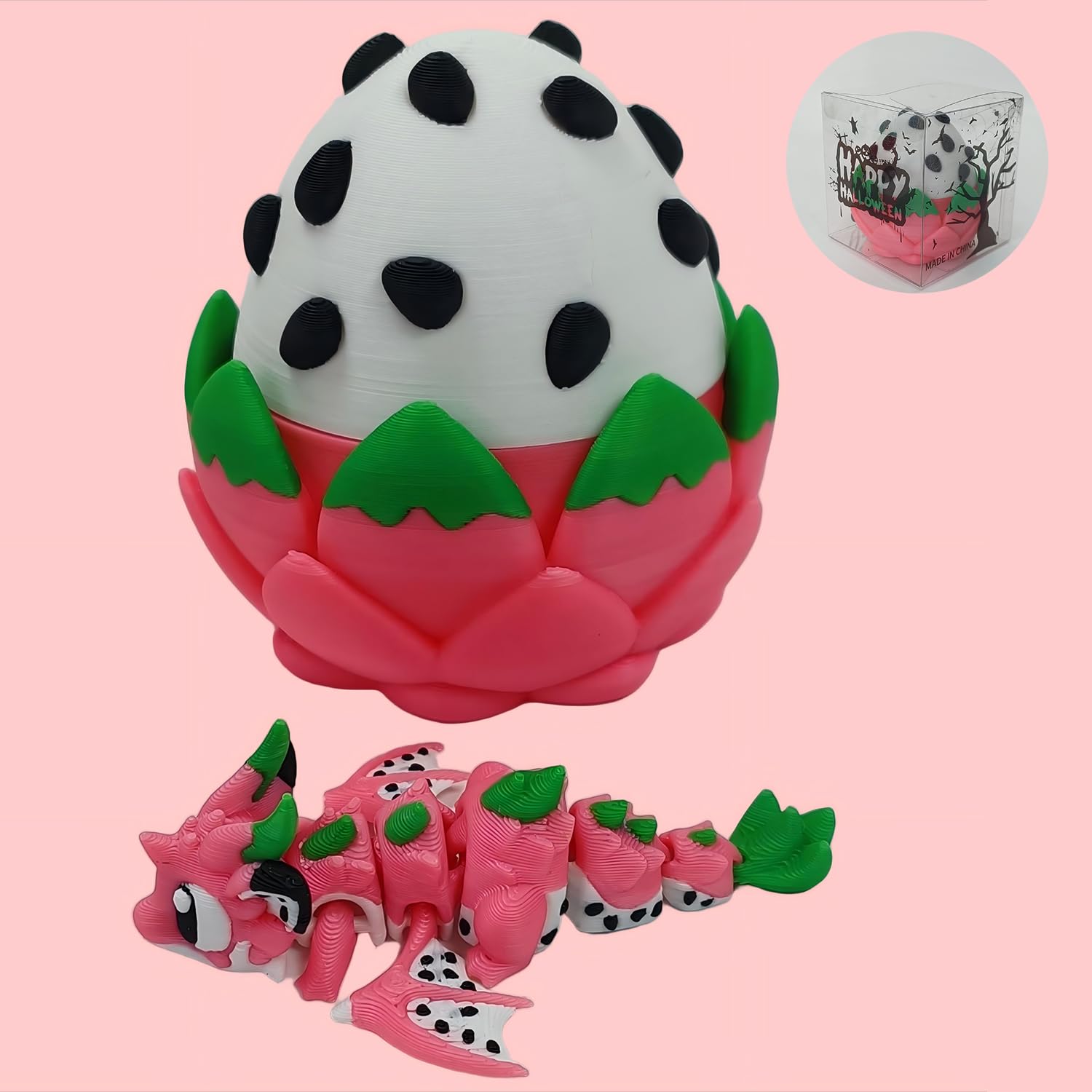 Enchanted 3D Egg with Miniature Inside - Handcrafted Printed Collectible | Fantasy Decor & Gift (Ice Cream Dragon & Egg (Box))