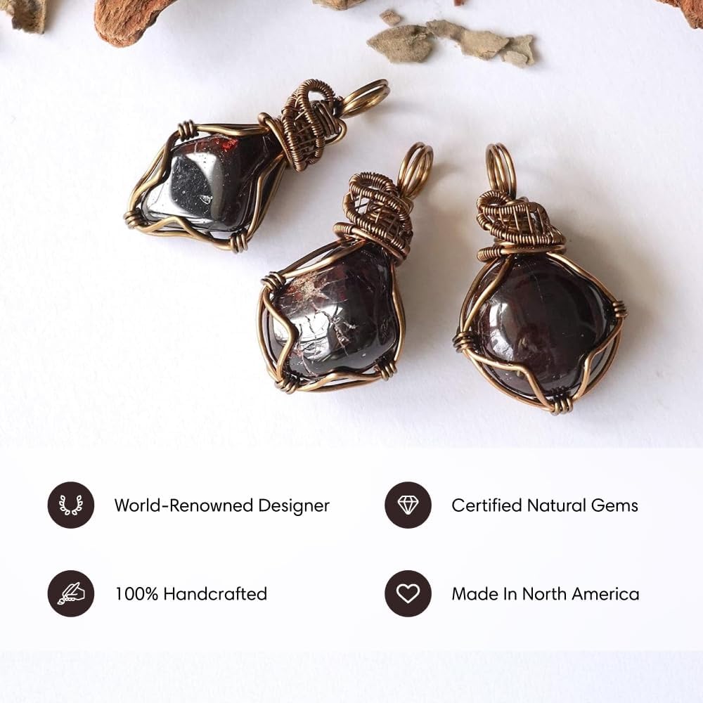 Designs by Nature Gems Necklace for Women - Designer Pendant Necklace - Antique Bronze Chain