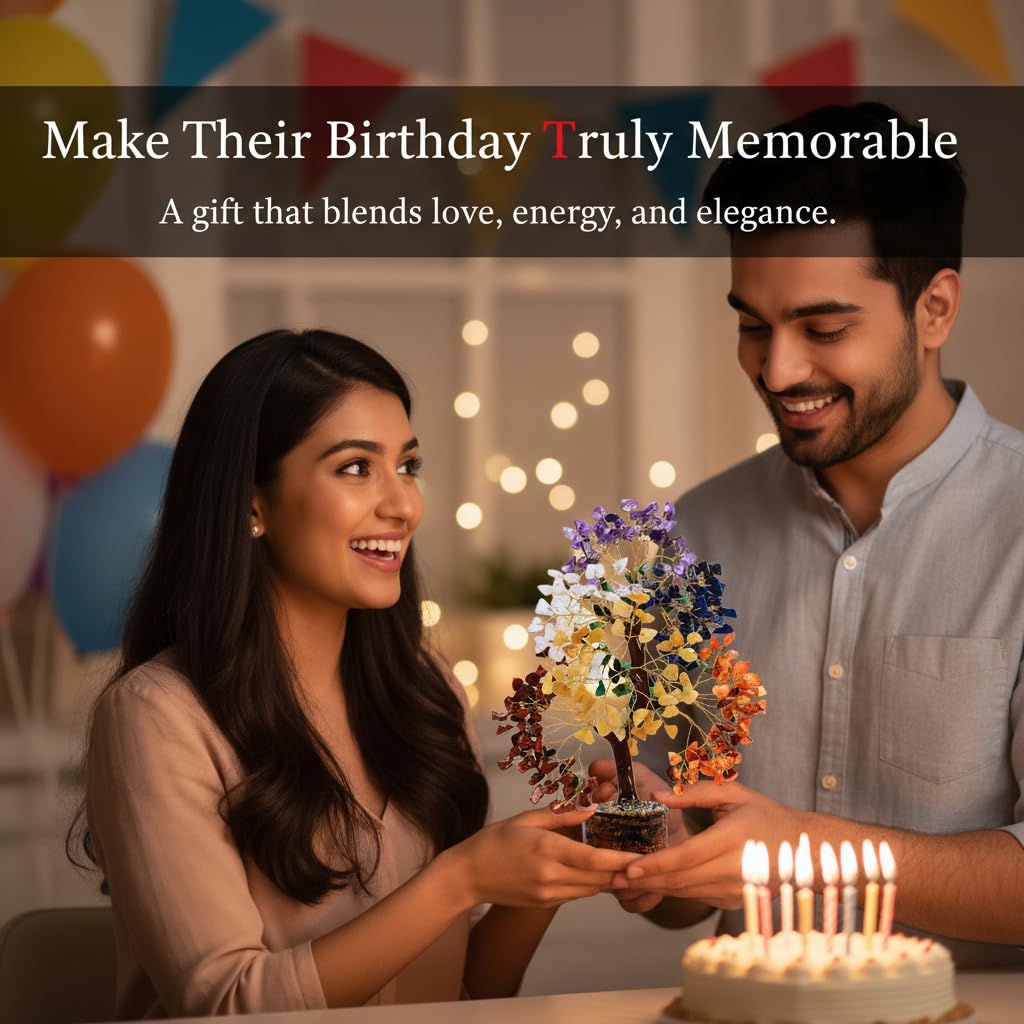 7 Chakra Healing Crystal Tree Kit, Bracelet, Pendant, Necklaces, Handmade Gemstone Money Bonsai Tree of Life Feng Shui Decor for Home Office, Positive Energy, Reiki Healing, for Women