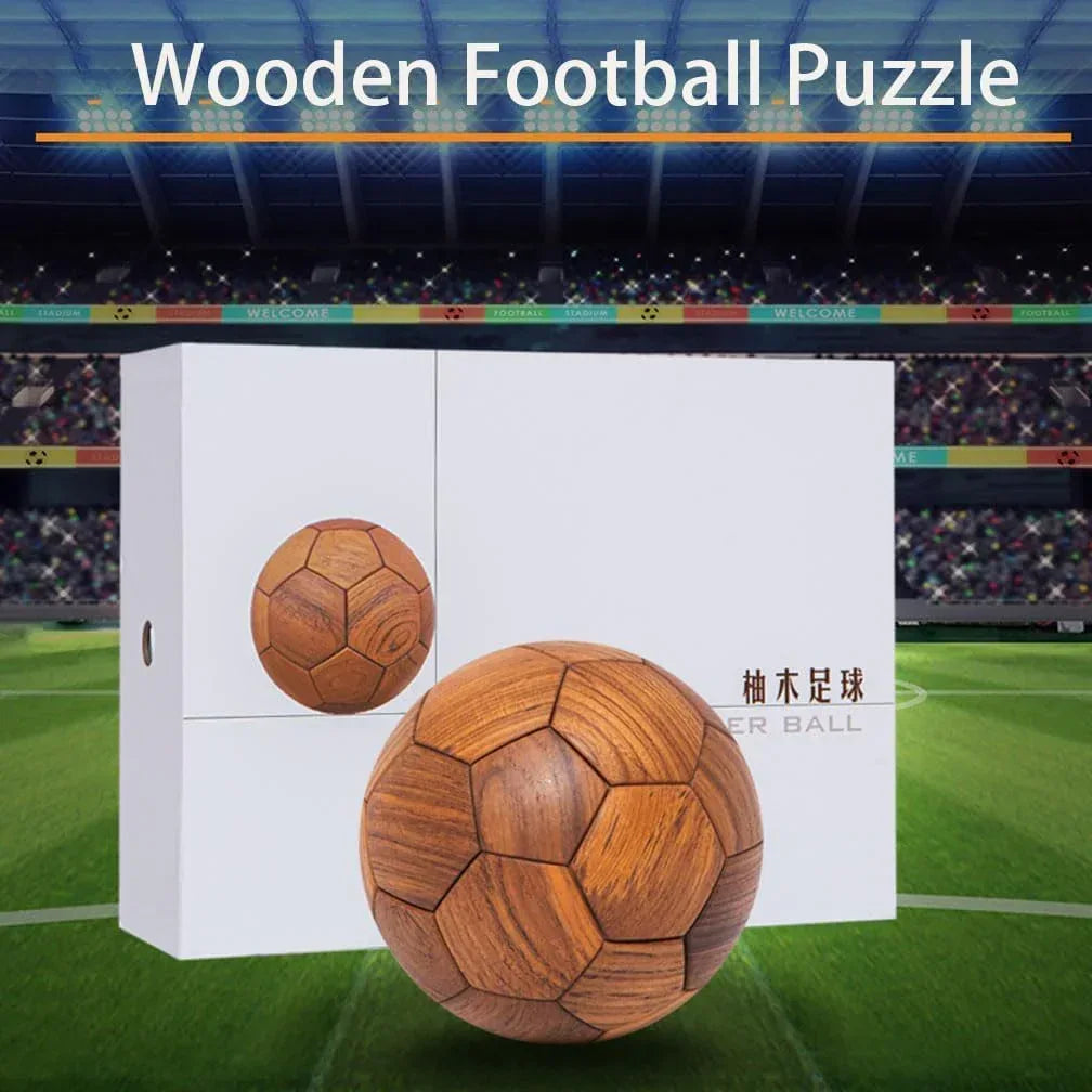 3D Wooden Soccer Building Block Set Puzzle, Handmade 3D Educational Toys Gift for Kids, World Cup Souvenirs, Luxury Home Decoration Ball Ornaments - Solid Teakwood - Handmade Lifestyle Shop