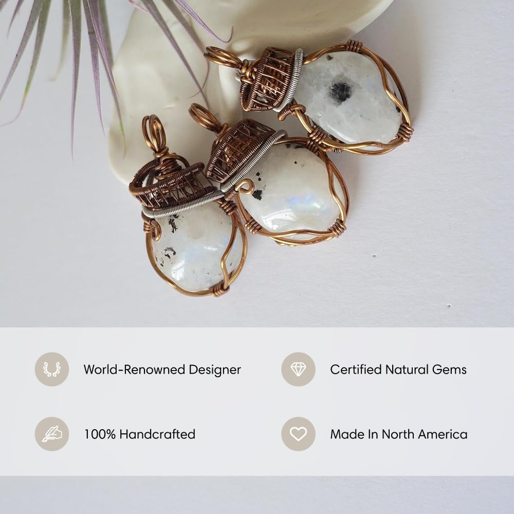 Designs by Nature Gems Necklace for Women - Designer Pendant Necklace - Antique Bronze Chain