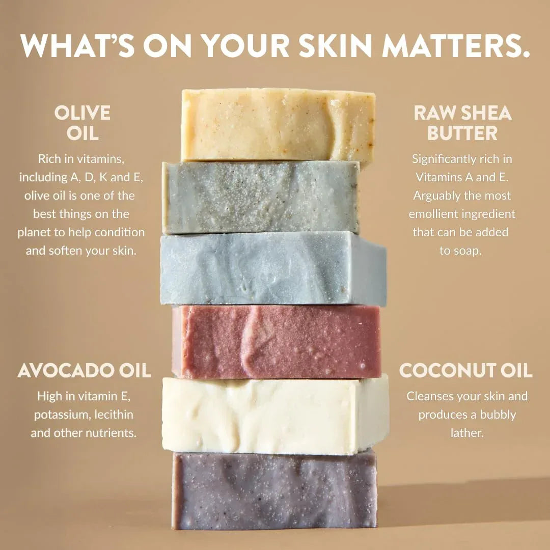 Crate 61 Organics, Handmade in Canada, Plant Based Cold Process Natural Bar Soap, With Premium Essential Oils, Dry Skin, Pack of 6 (For Him) - Handmade Lifestyle Shop