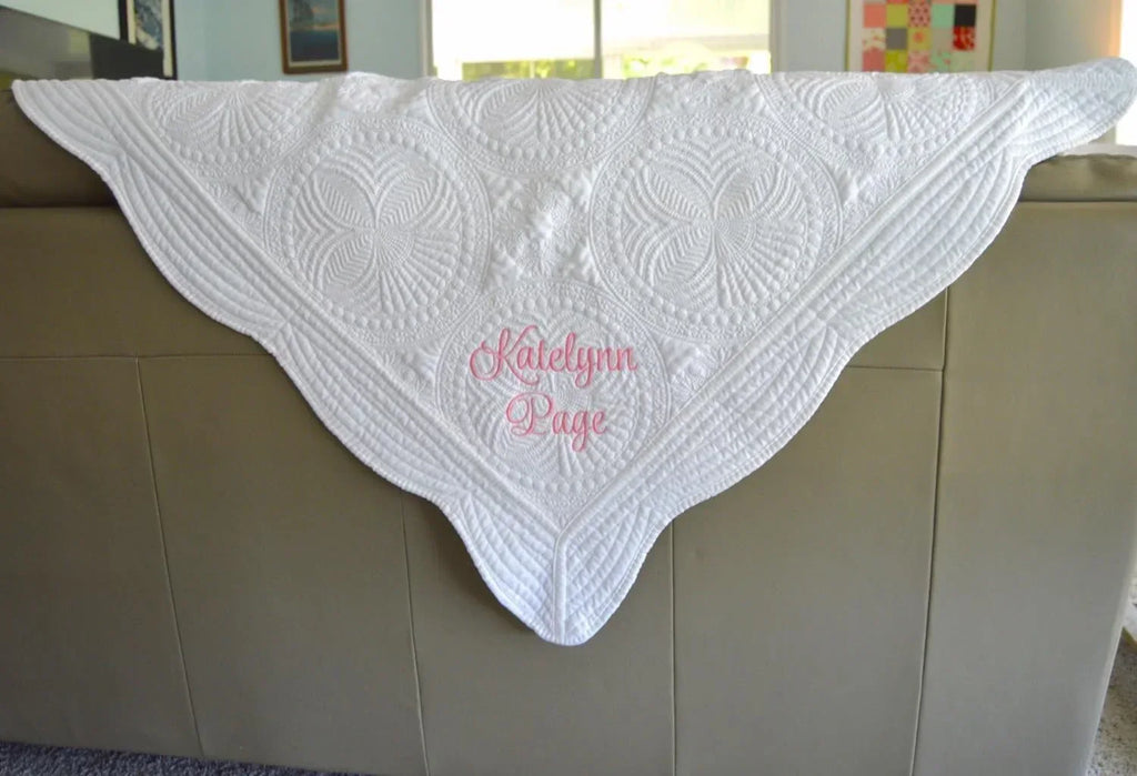 Personalized Baby Blanket Baptism Cotton Quilt Girl Boy Gift Embroidered Name Date Custom Monogrammed Grandparent Christian Gift Customized - Handmade Lifestyle Shop