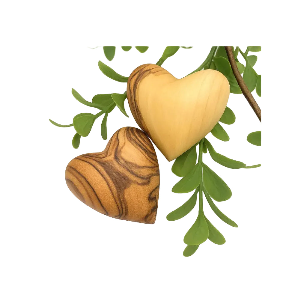 Handmade Wooden Hearts, Set of Five Olive Wood Carved Hearts from The Holy Land, Carved Wood Hearts for Gifts Anniversary Valentine Gift, Loss Love, Wooden Hearts for Wedding, Heart Décor - Handmade Lifestyle Shop