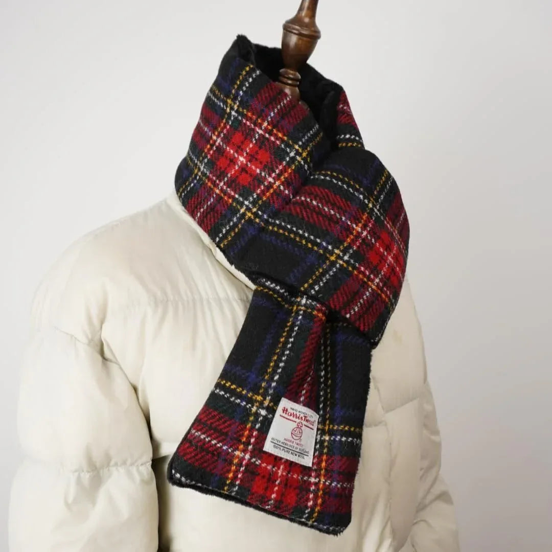 Harris Tweed Tartan Wool Neck Warmer for Women and Men, Handmade Soft Scarf with Plush Lining, Warm Winter Gift - Handmade Lifestyle Shop