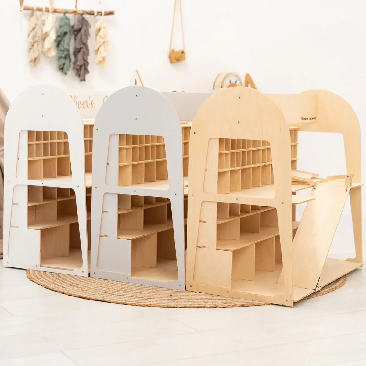 Toy Parking Garage with Elevator Wooden Toy Car Storage Small Car Compatible Gift for Toddlers 1-4 Years Old Organizer Case Shelf for Mini Toy Cars (Big, Natural) - Handmade Lifestyle Shop