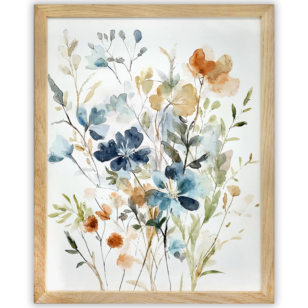 Summer Flowers Floral Artwork Watercolor Painting 11x14 Unframed Poster,Wildflower Wall Art,Abstract Botanical Flower Prints, Muted Floral Painting, Watercolor Prints for Living Room Decor, Art Lovers