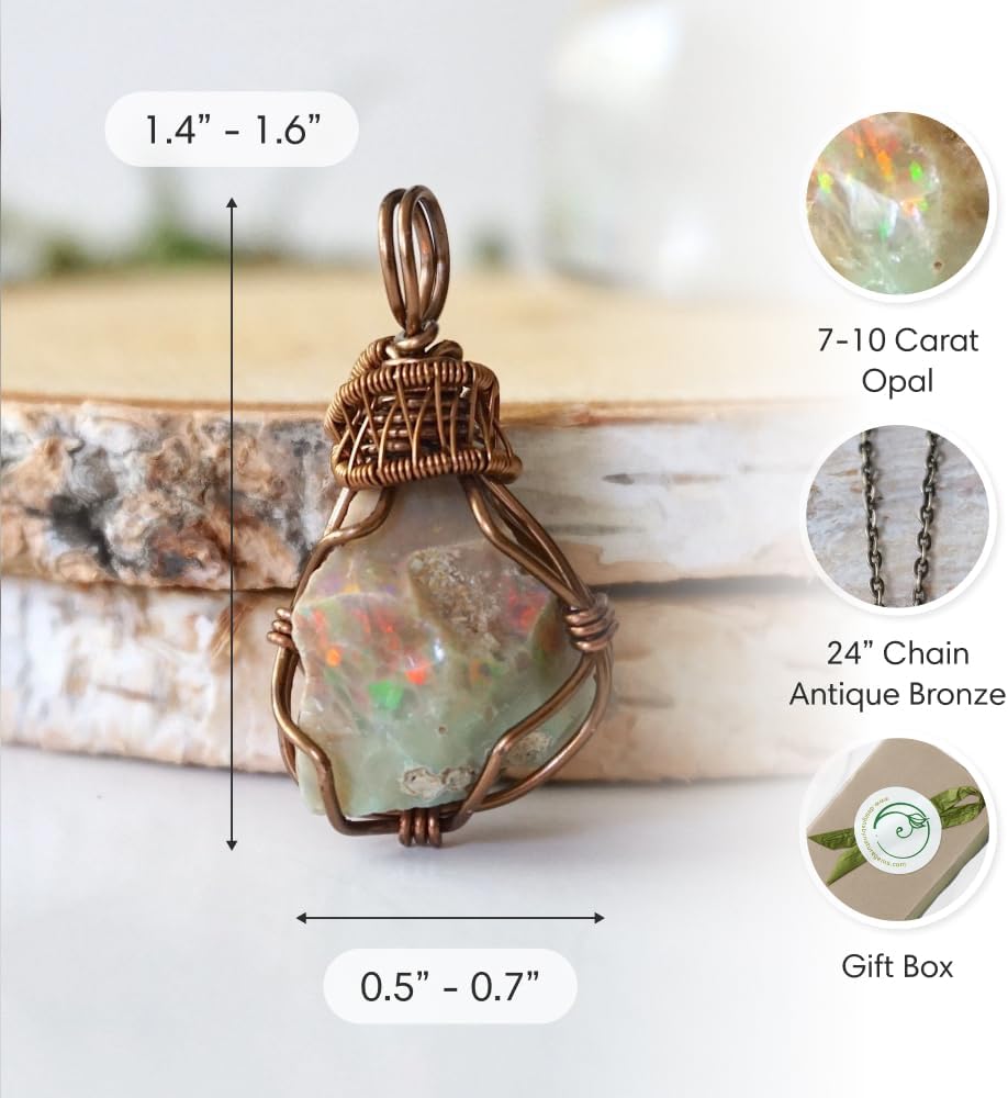 Designs by Nature Gems Necklace for Women - Designer Pendant Necklace - Antique Bronze Chain