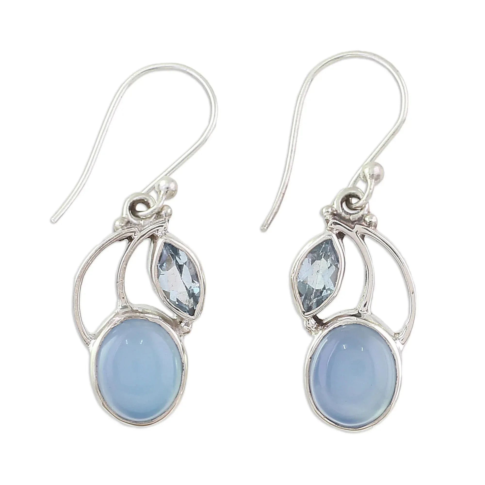NOVICA Artisan Handmade Dangle Earrings Composite Silver Sterling Reconstituted Blue India Birthstone - Handmade Lifestyle Shop