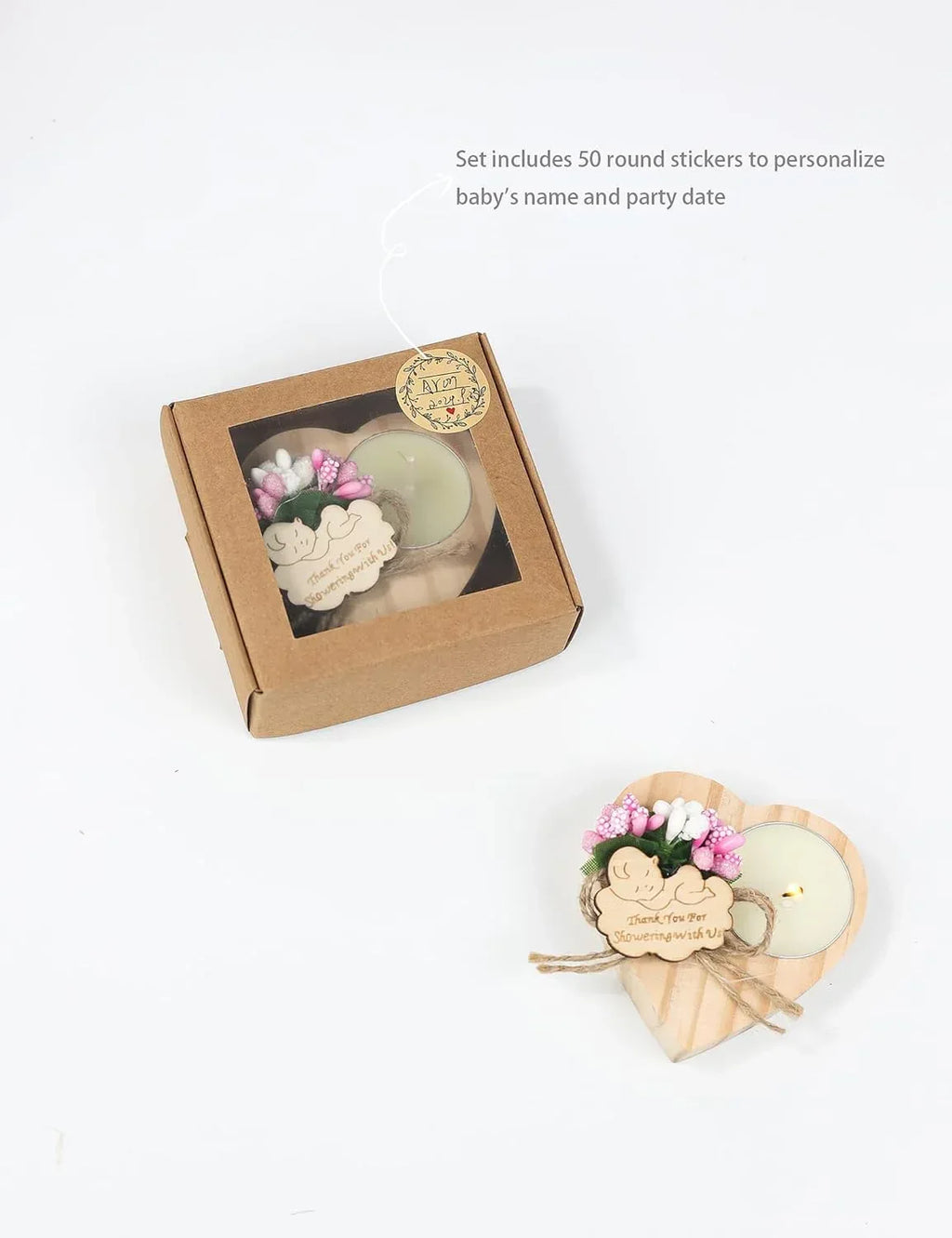 50 Piece Wooden Candle Holders, Baby Shower Party Favors for Boy,Baptism Candle Favors,Baby Christening Favors for Guests. (blue) - Handmade Lifestyle Shop