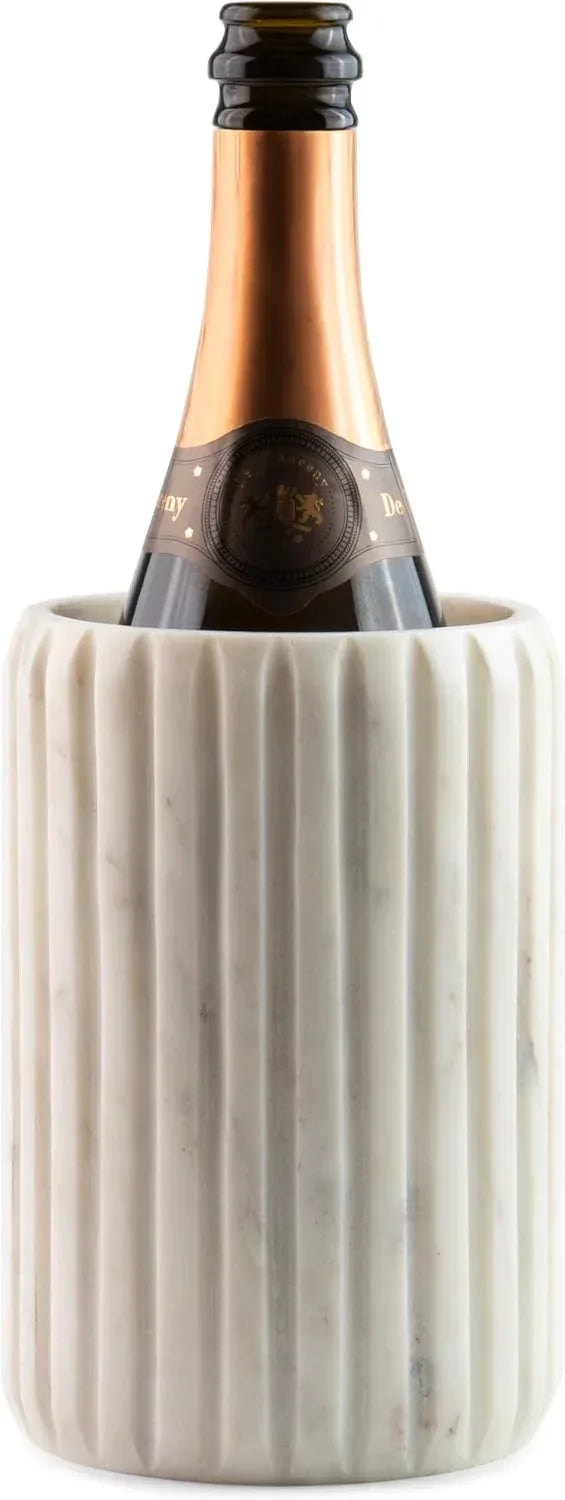 Cork & Mill Marble Wine Chiller, Champagne Bucket for Parties, Bottle Cooler for Dining Tables, Outdoor Patios and More - Handcrafted Natural Stone Bottle Holder - Keeps White Wine or Champagne Cold - Handmade Lifestyle Shop