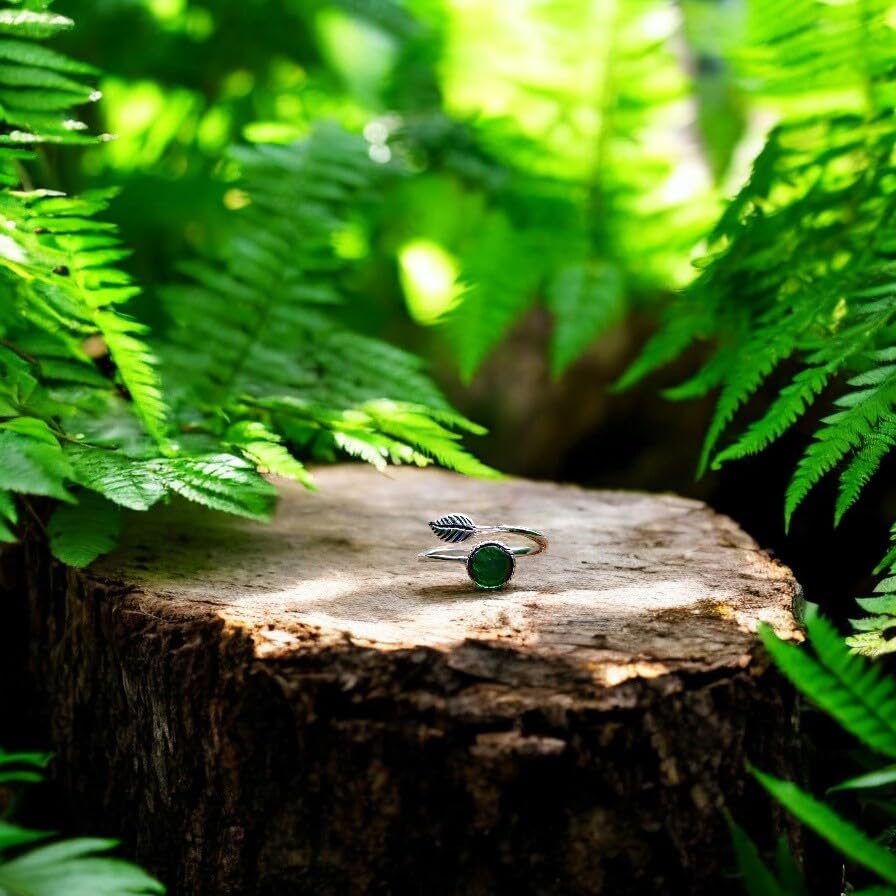 Bottled Up Designs Handmade Vintage Botanical Ring, Recycled Antique Glass Bottles, Sterling Silver, Eco Friendly, Made in USA, Birthday Gifts, Mothers Day, Women, Anniversary