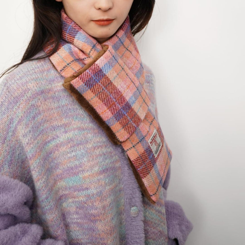 Harris Tweed Tartan Wool Neck Warmer for Women and Men, Handmade Soft Scarf with Plush Lining, Warm Winter Gift - Handmade Lifestyle Shop