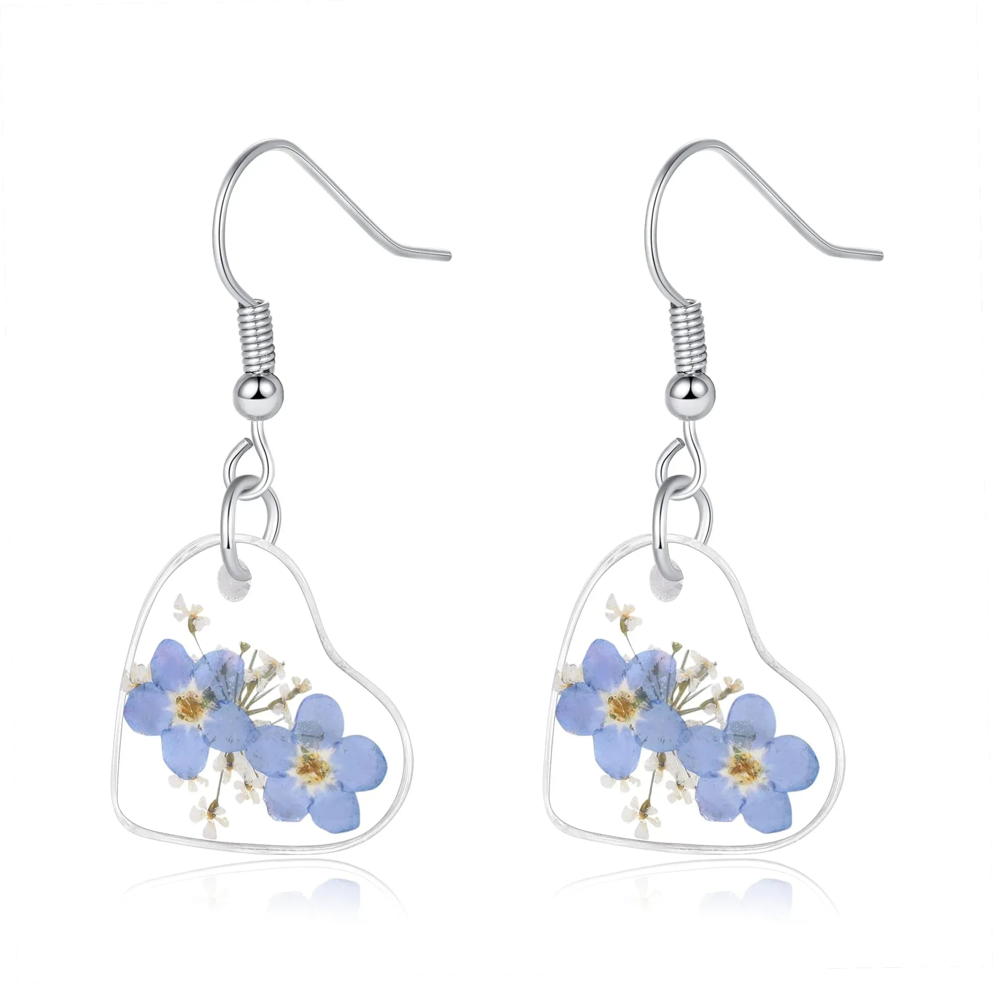Forget-Me-Not and Queen Anne's Lace Pressed Wildflower Earrings | Pressed Flower Earrings | Handmade Drop and Dangle Earrings | Gift for Woman - Handmade Lifestyle Shop
