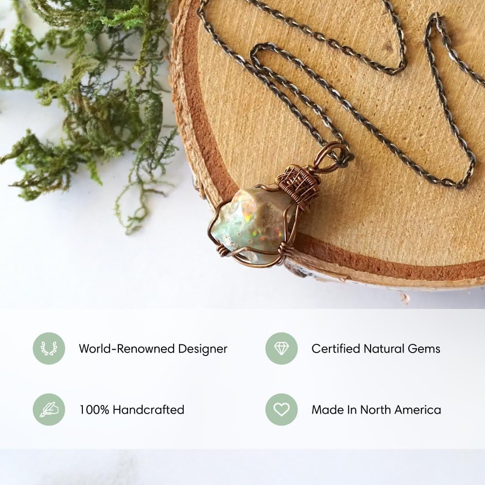 Designs by Nature Gems Necklace for Women - Designer Pendant Necklace - Antique Bronze Chain