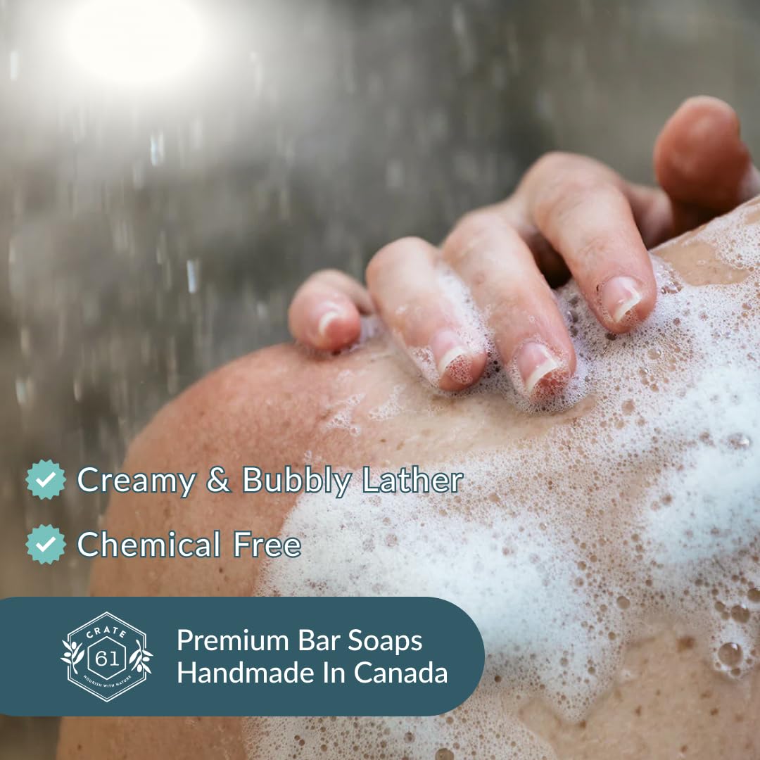 Crate 61 Organics, Handmade in Canada, Plant Based Natural Bar Soap Cold Pressed For Face & Body, w/Premium Essential Oils, For Men & Women 3 Pack (Ginger Cardamom)