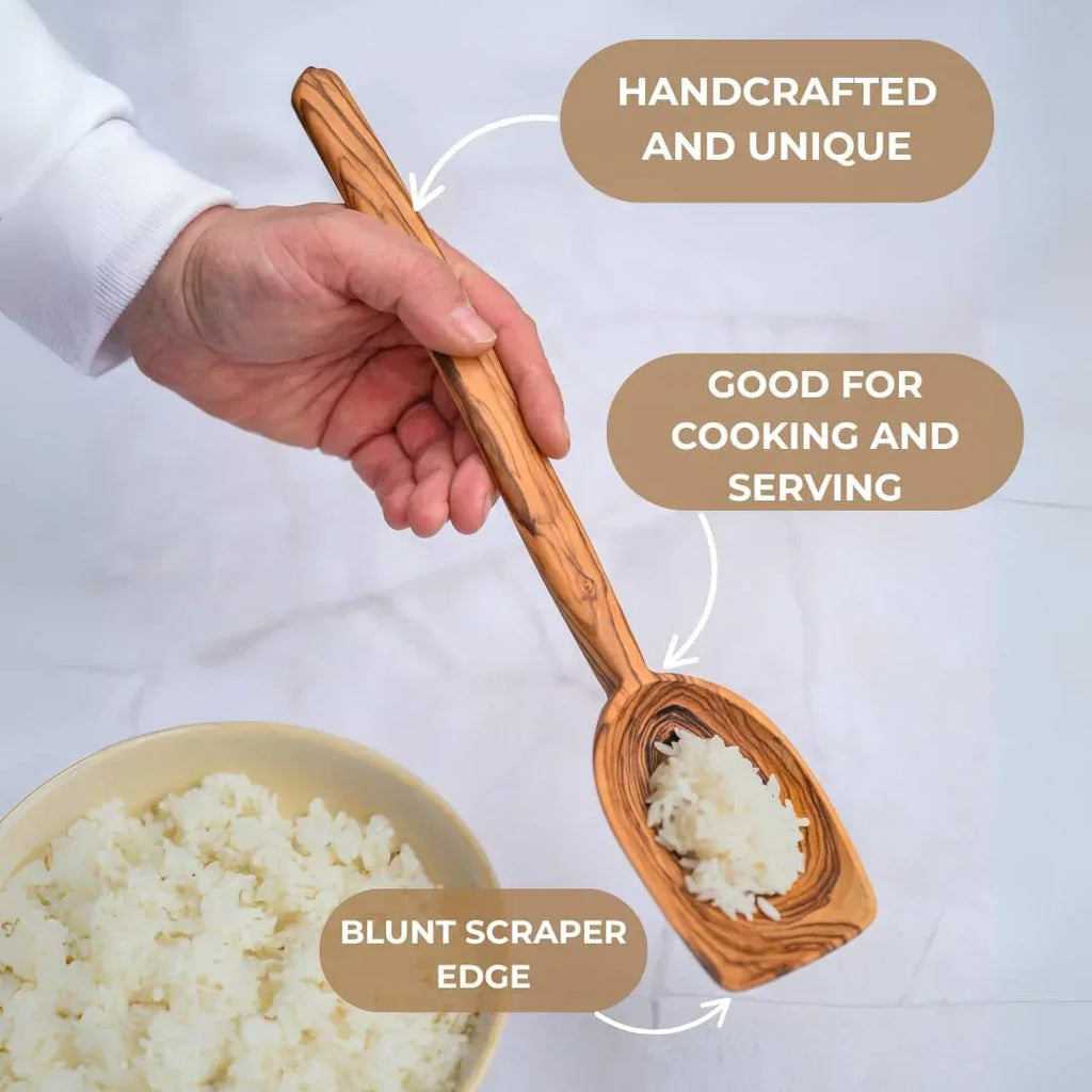 OLIVE WOOD Blunt Cooking Spoon, Fair Trade Foodie Gift, Handcrafted in Greece, Fair Trade Foodie Gift – Artisan Wooden Kitchen - LESVOS WOODCRAFT - Handmade Lifestyle Shop