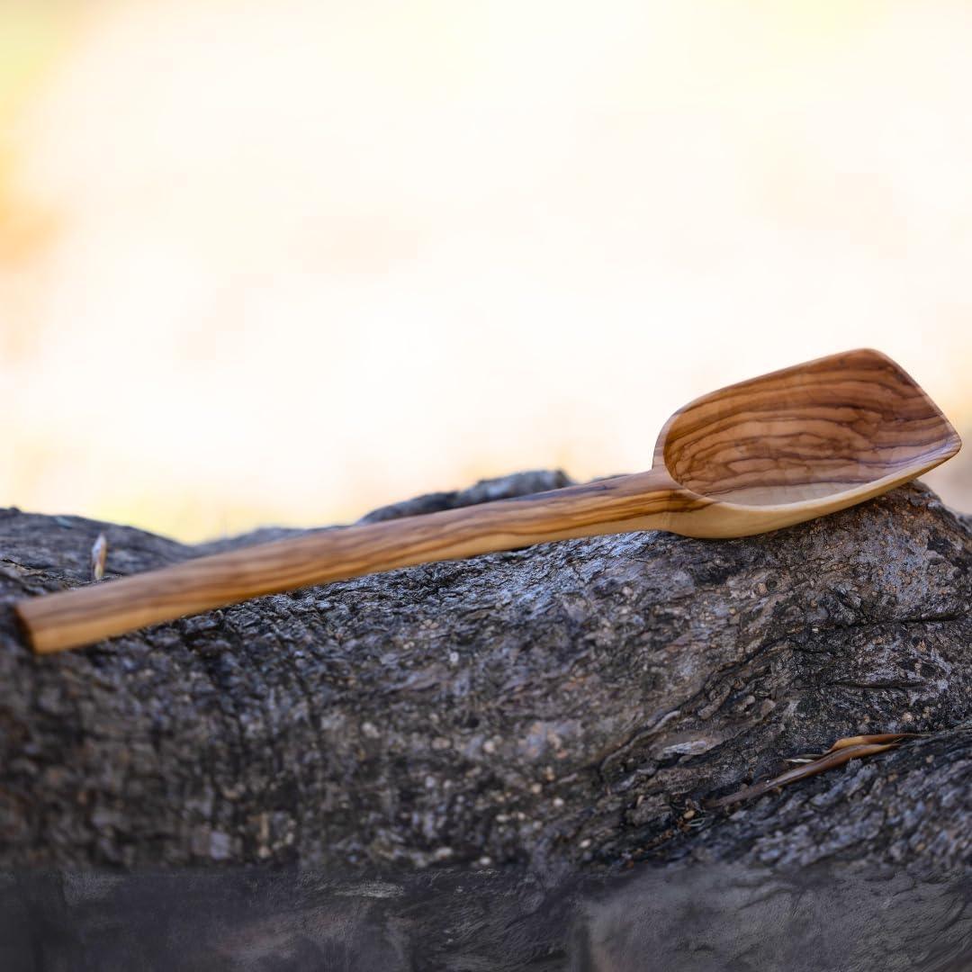 OLIVE WOOD Blunt Cooking Spoon, Fair Trade Foodie Gift, Handcrafted in Greece, Fair Trade Foodie Gift – Artisan Wooden Kitchen - LESVOS WOODCRAFT - Handmade Lifestyle Shop